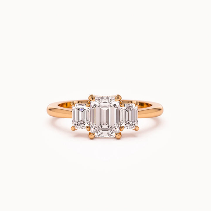 Timeless Three-Stone Emerald Cut Ring