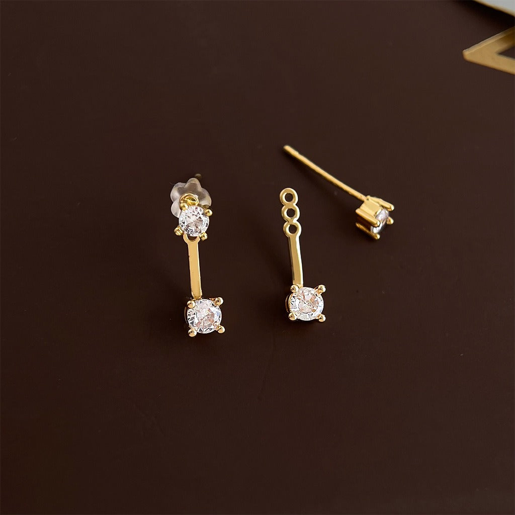 14K Gold 2-in-1 Detachable Front-Back Stud Earrings