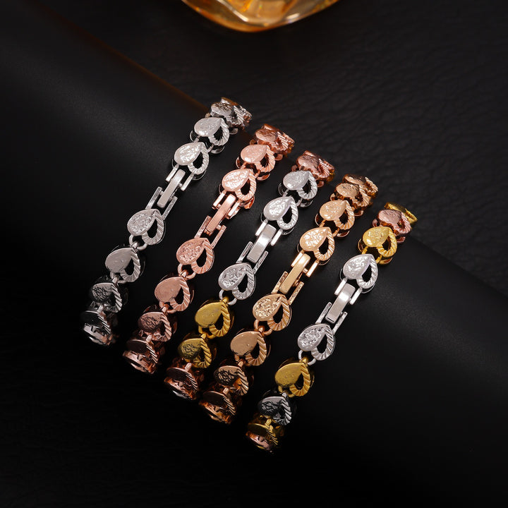 Hollow Heart 18K Gold Plated Link Bracelet
