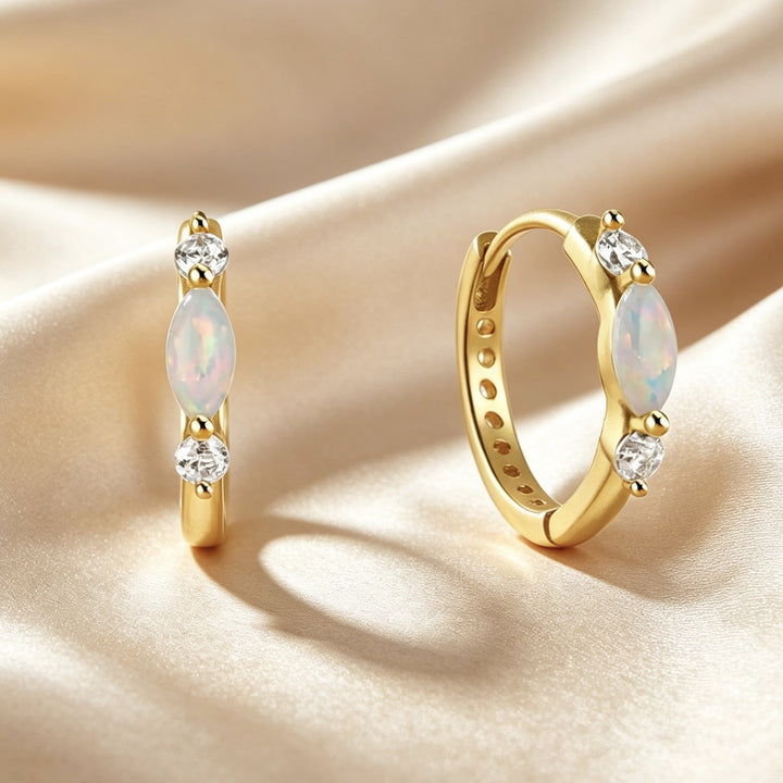 Aurora Marquise Opal Hoop Earrings