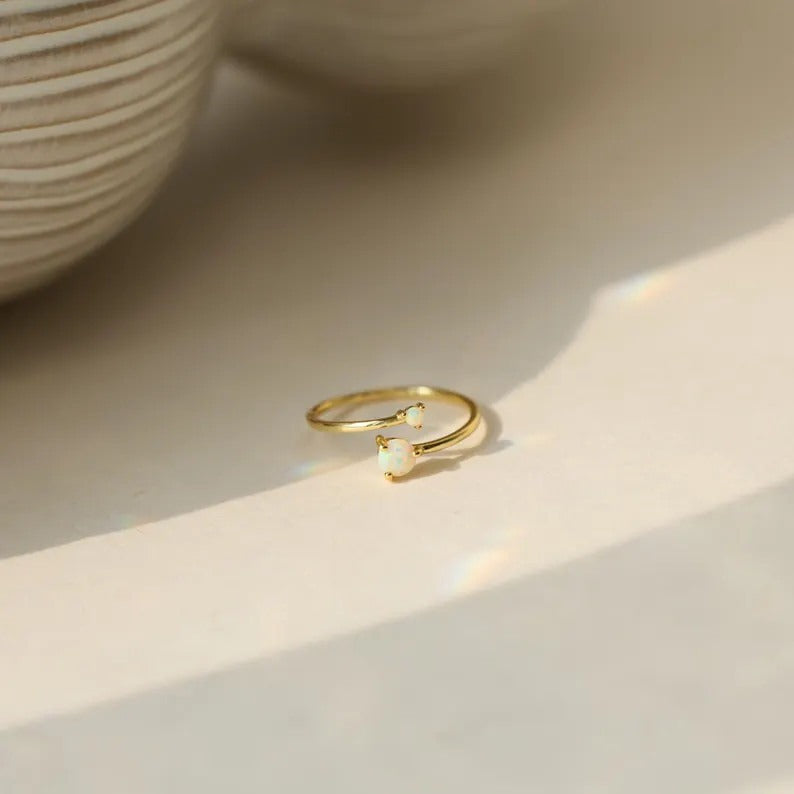 Dual Aurora Opal Open Ring