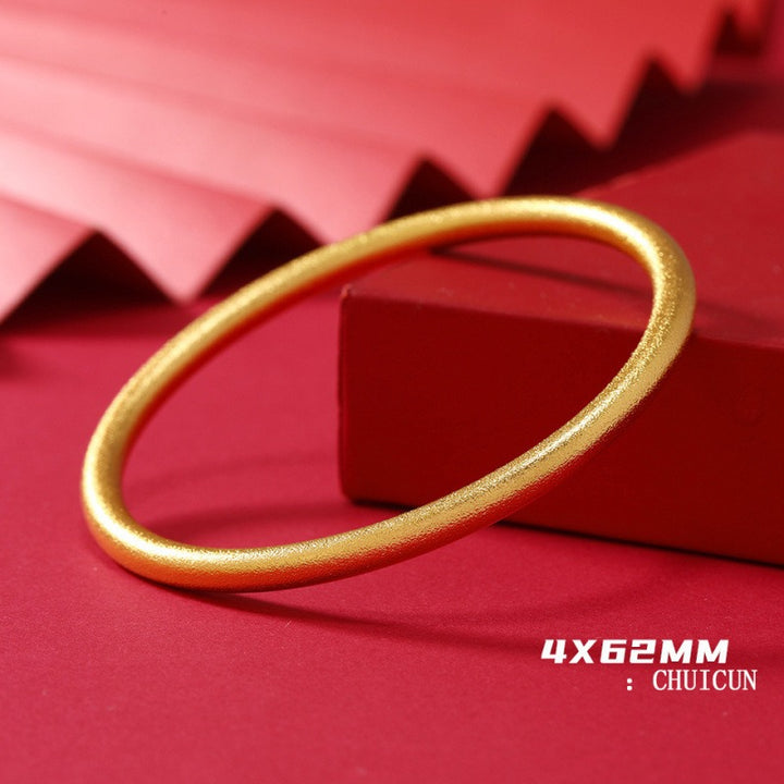 Heritage-Inspired Matte Brushed Gold Solid Bangle