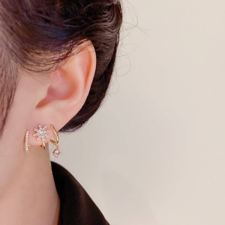 18K Gold Plated Starburst Moissanite Ear Climber Earrings