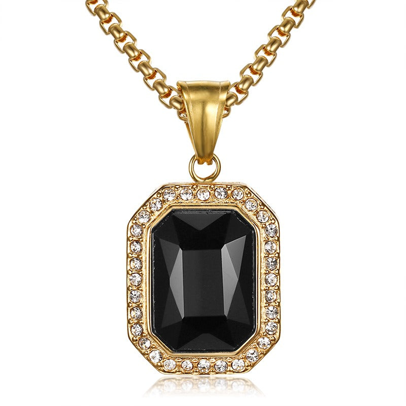 18K Gold Emerald-Cut Halo Pendant Necklace