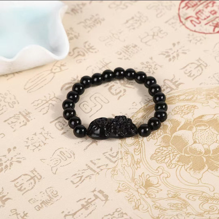Natural Black Obsidian Pixiu Bracelet