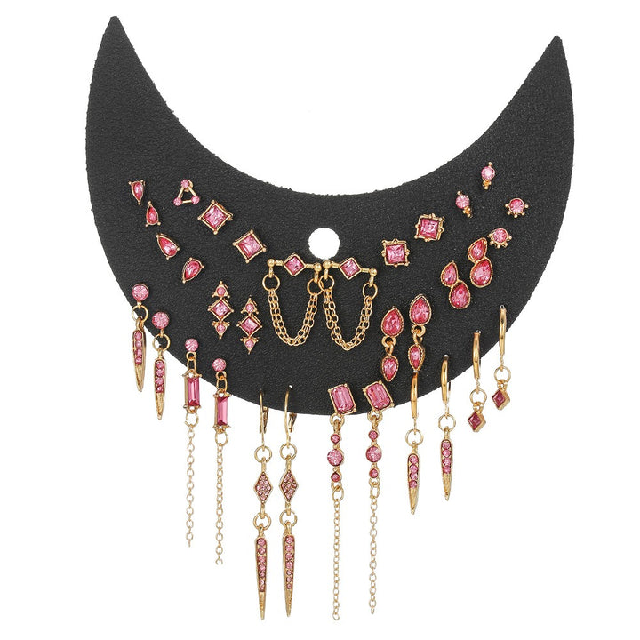 Crescent Color Geometric Tassel Multi-Piece Earring Set