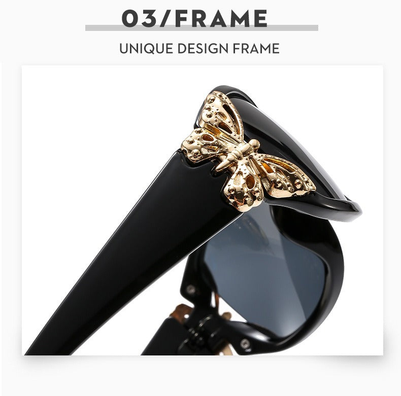 Butterfly Charm Stylish Metal-Accent Sunglasses