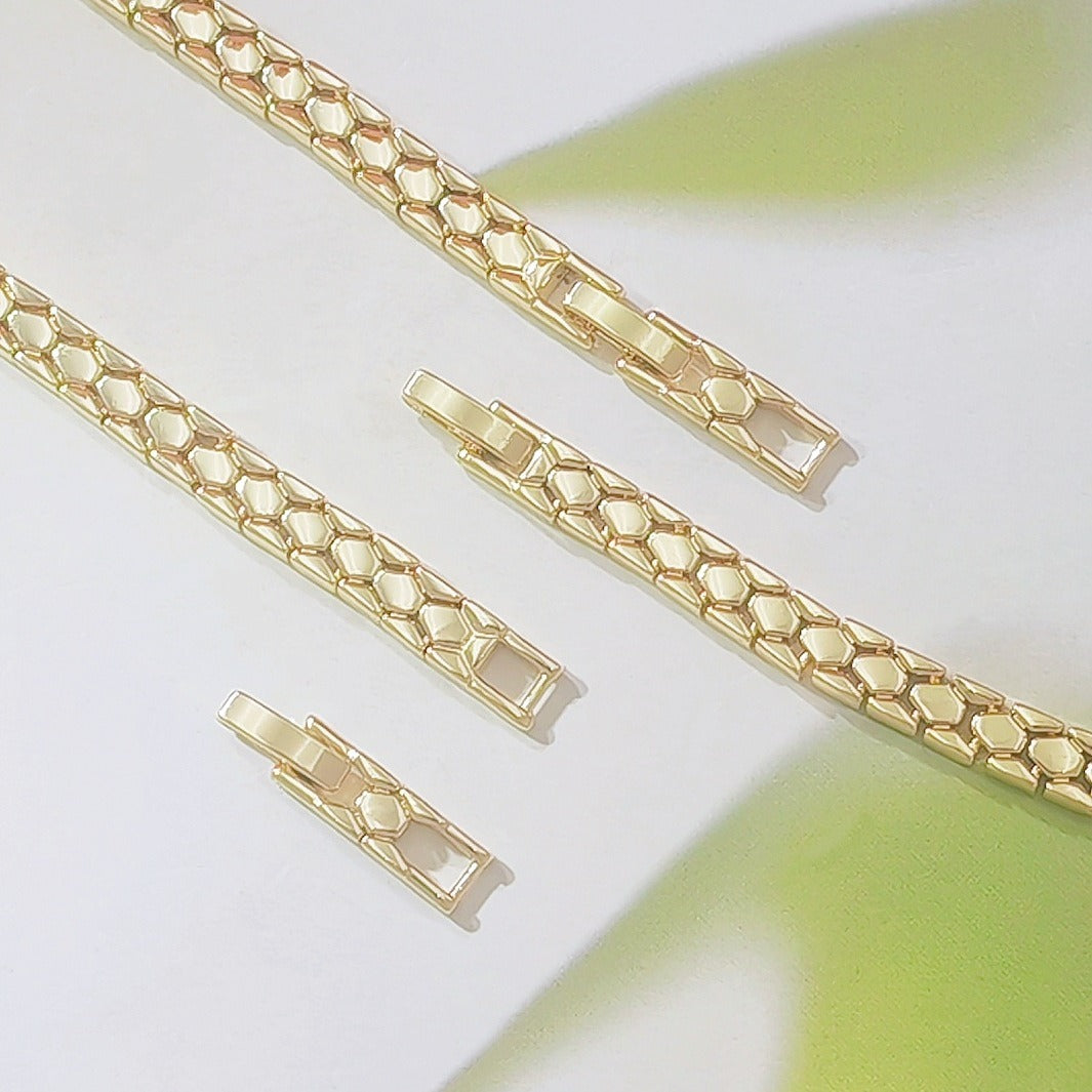 Honeycomb Rhythm 14K Gold Plated Geometric Hexagon Insert Clasp Bracelet