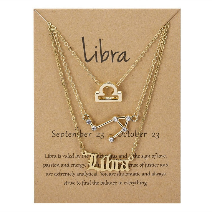 12 Zodiac Signs Layered Necklace Set