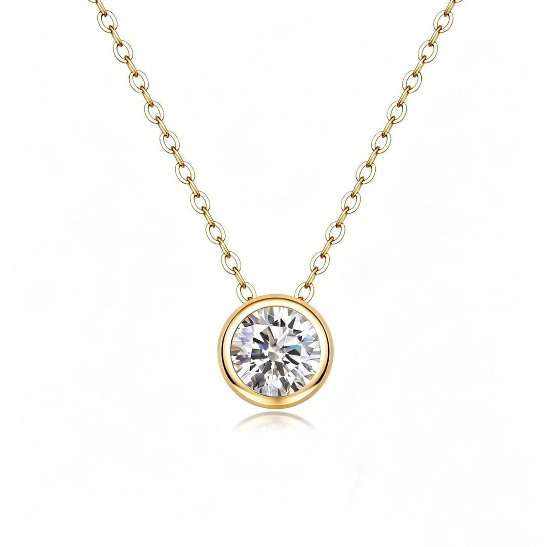 Dainty Minimalist Bezel-Set Moissanite Necklace