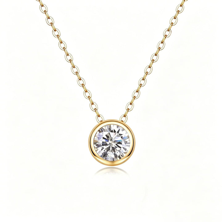Dainty Minimalist Bezel-Set Moissanite Necklace