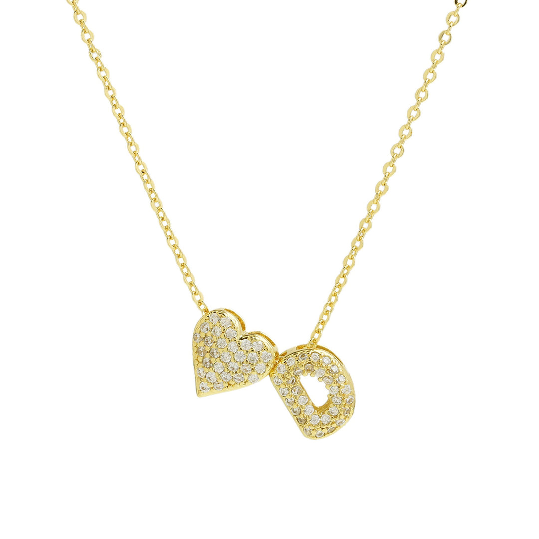 Starlight Heart 26-Letter Pavé Initial Heart Custom Necklace