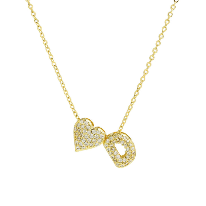 Starlight Heart 26-Letter Pavé Initial Heart Custom Necklace