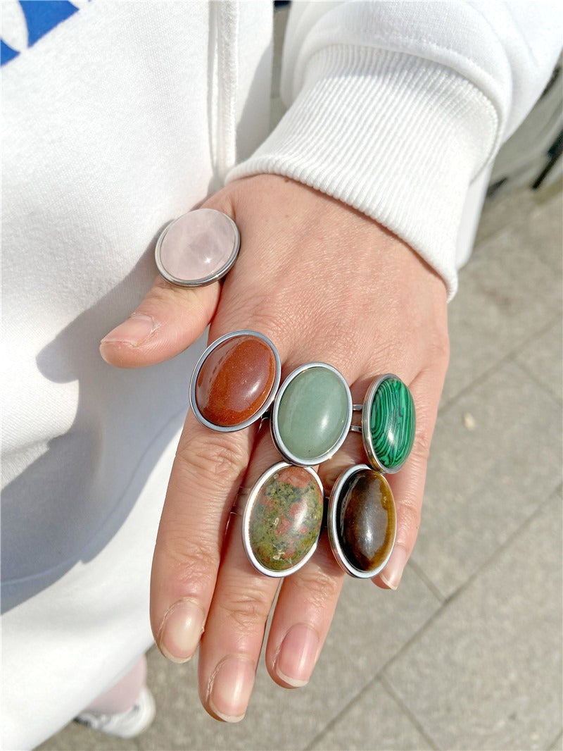Vintage Natural Gemstone Open Ring