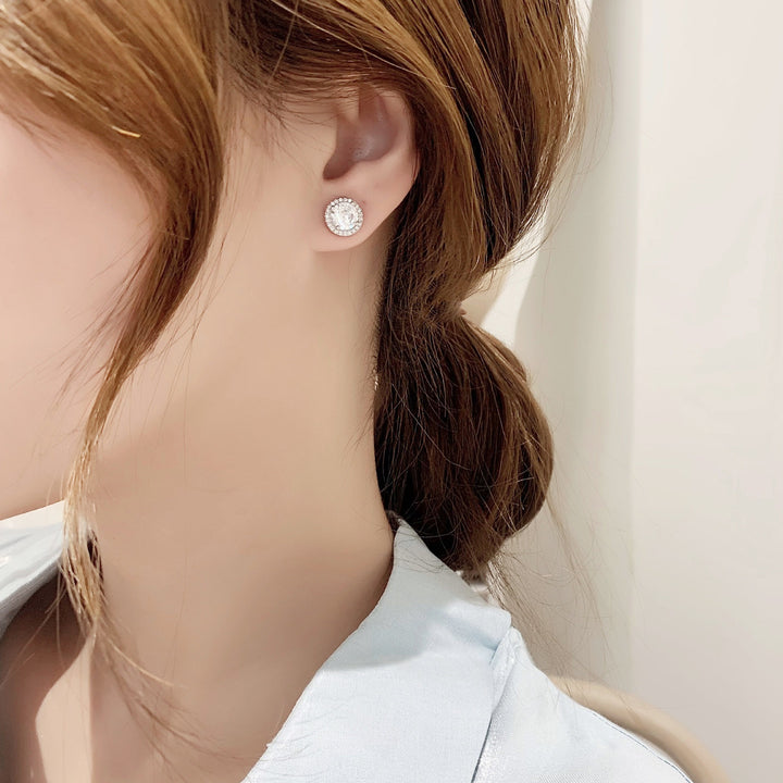 S925 Silver Moissanite Halo Stud Earrings