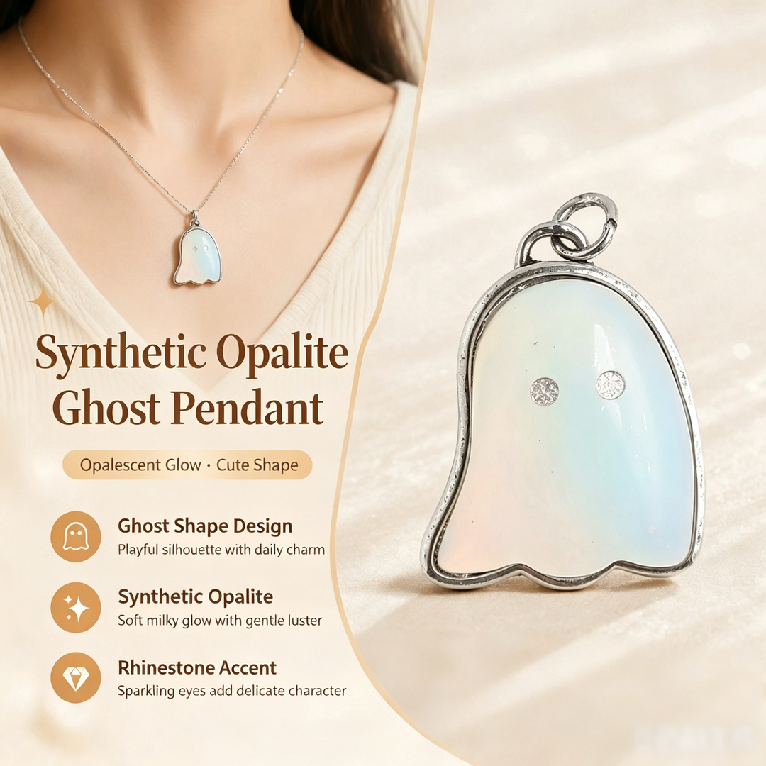 Adorable Ghost · Natural Crystal Ghost Pendant Necklace