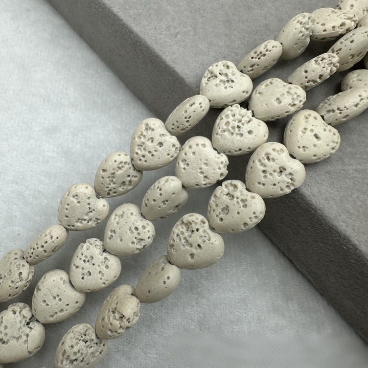 Heart-Shaped Natural Lava Stone Beads