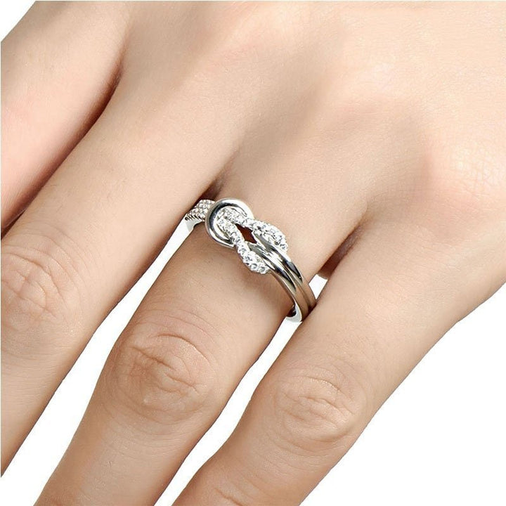 S925 Sterling Silver Infinity Ring with Pavé Stones Eternal Love Intertwined Band