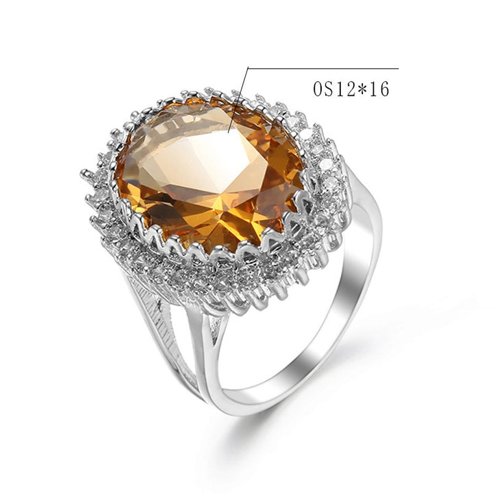 S925 Silver Vintage Statement Ring Halo CZ Split Shank