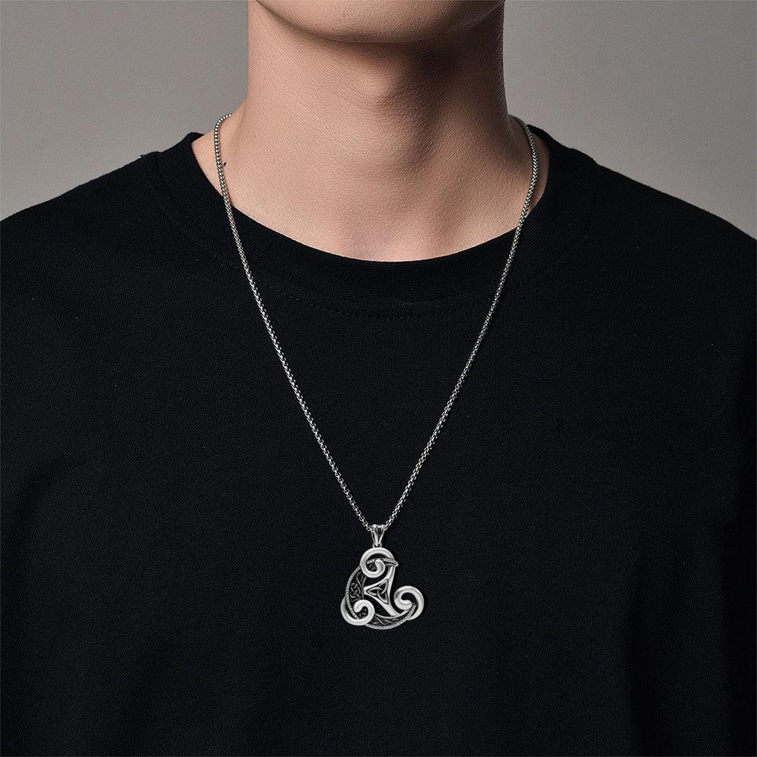 Celtic Crescent Amulet S925 Silver Spiral Protection Necklace
