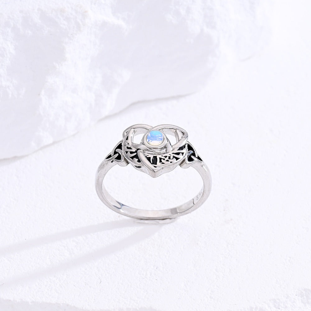 Celtic Protection S925 Silver Moonstone Ring