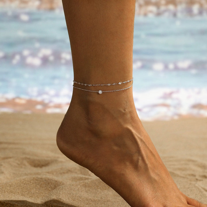 Starlight Shimmer 18K Gold Layered Moissanite Anklet