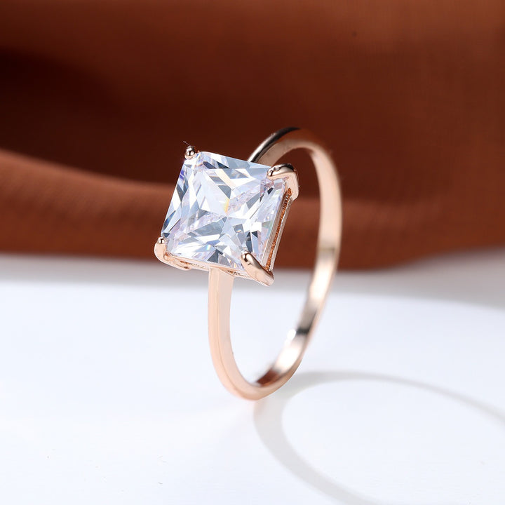 Princess Solitaire 18K Gold Princess Cut Moissanite Ring