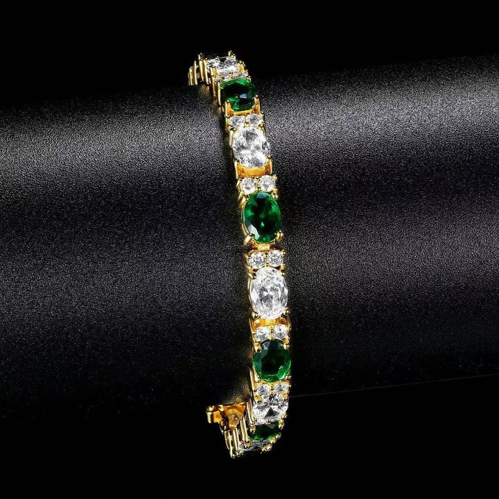 「Emerald Dream」Oval Cut Two-Tone Tennis Bracelet