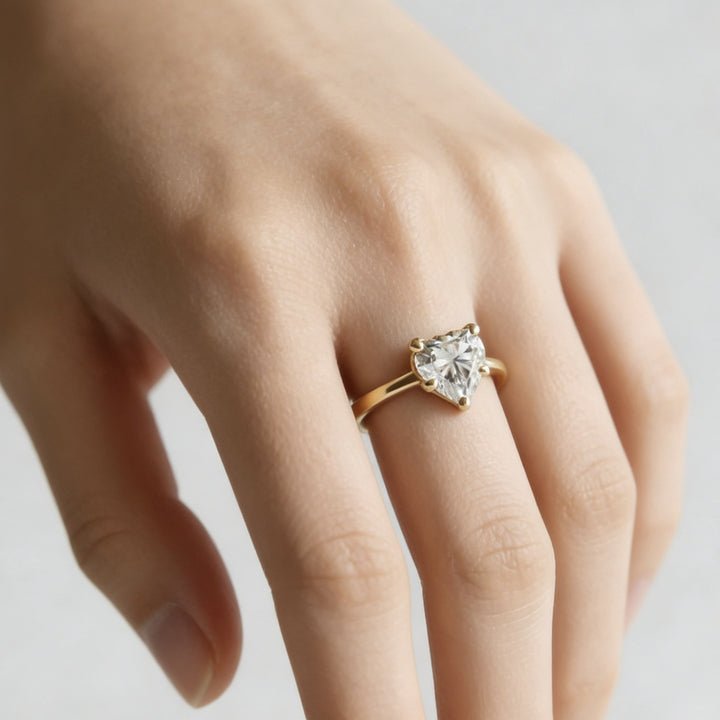 First Heart 14K Gold Minimalist Heart Solitaire Ring