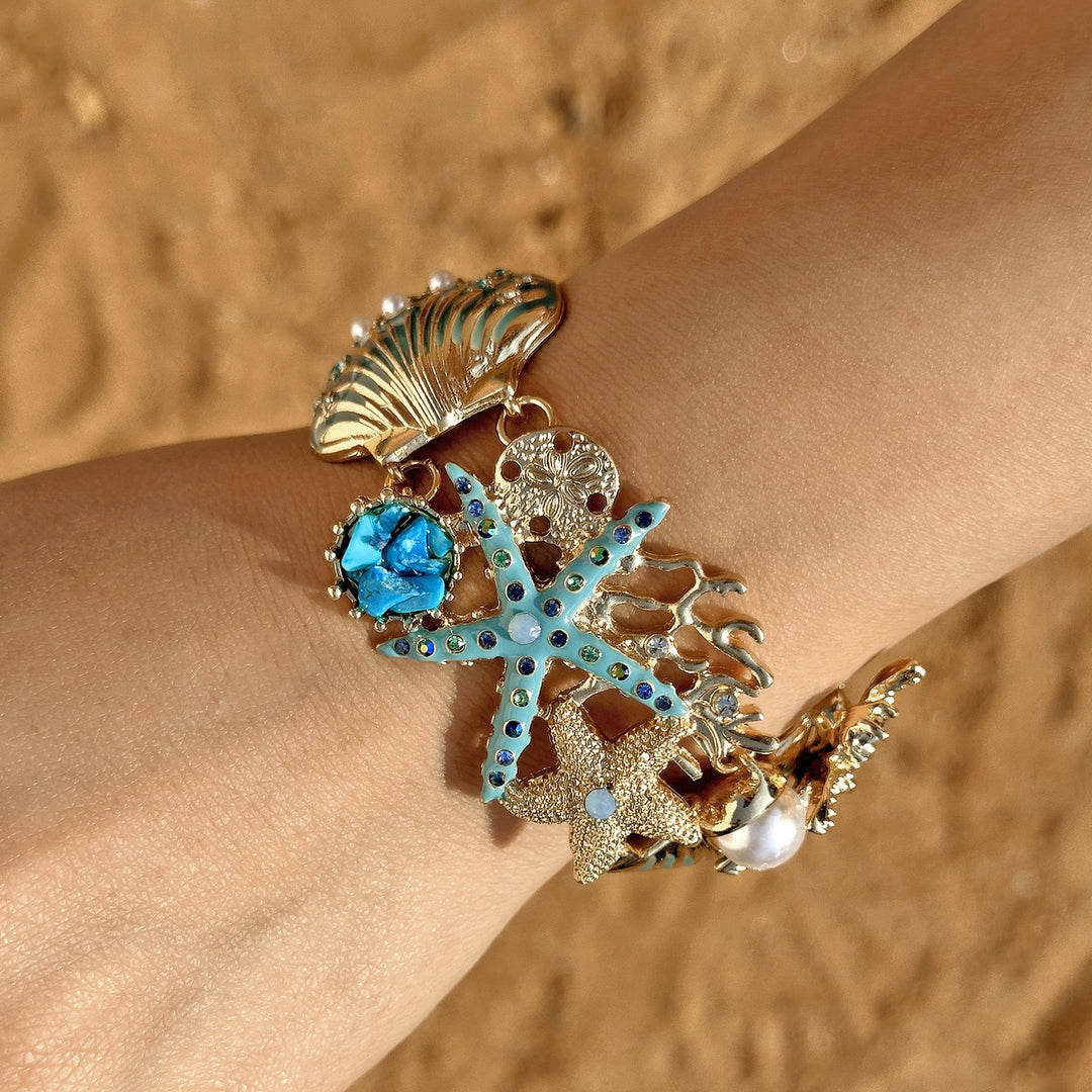 Enamel Ocean Starfish Shell Charm Bracelet