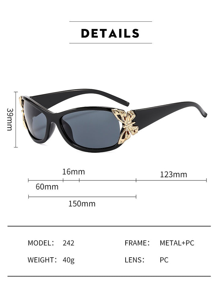 Butterfly Charm Stylish Metal-Accent Sunglasses