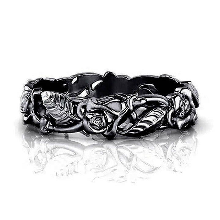Blossom Vine S925 Silver Vintage Rose Filigree Band Ring