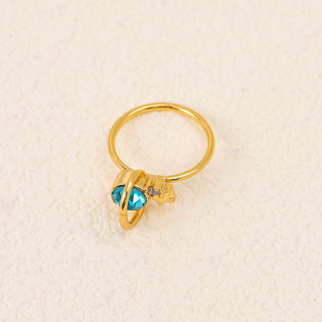 Minimalist Cubic Zirconia Turquoise Drop Rings