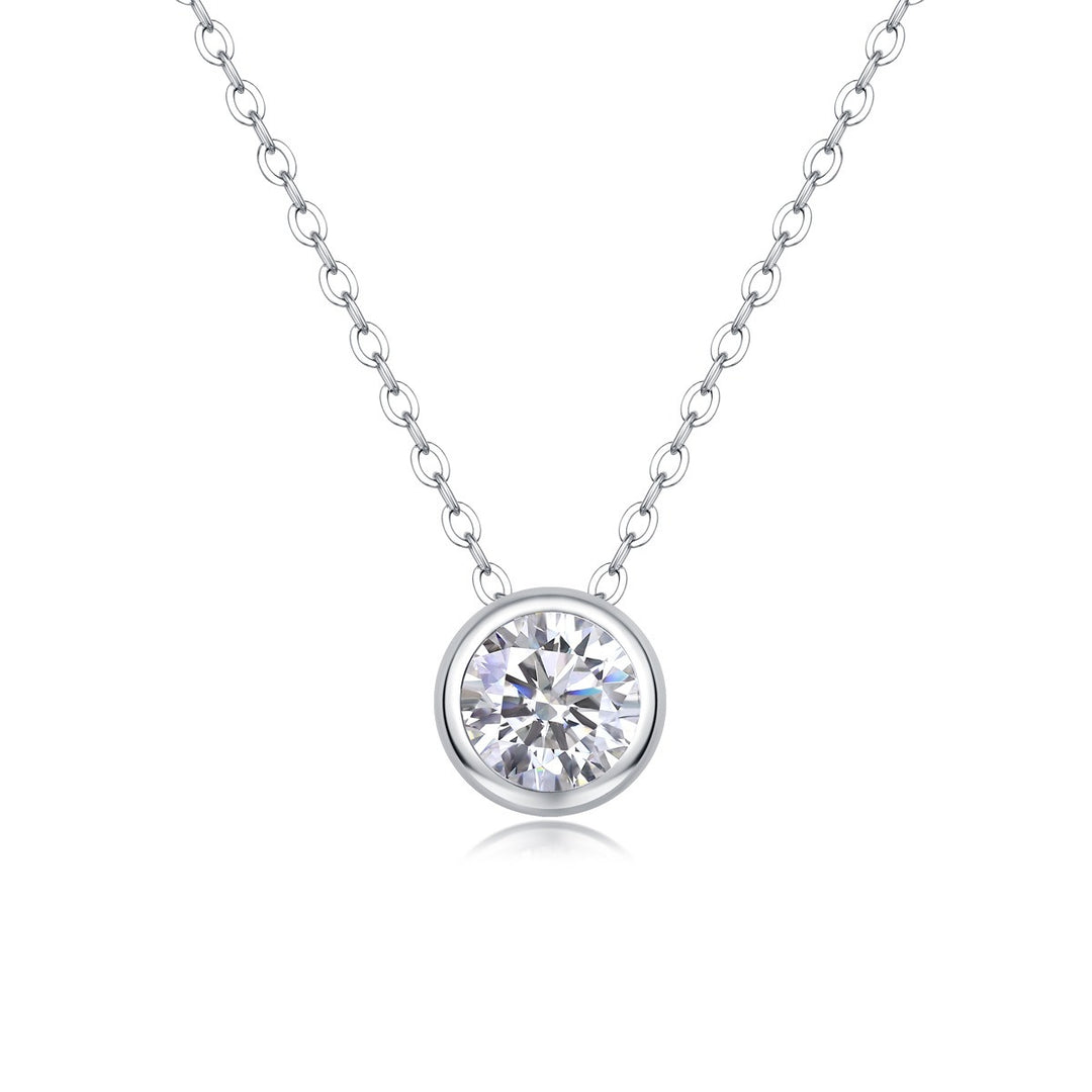 Dainty Minimalist Bezel-Set Moissanite Necklace