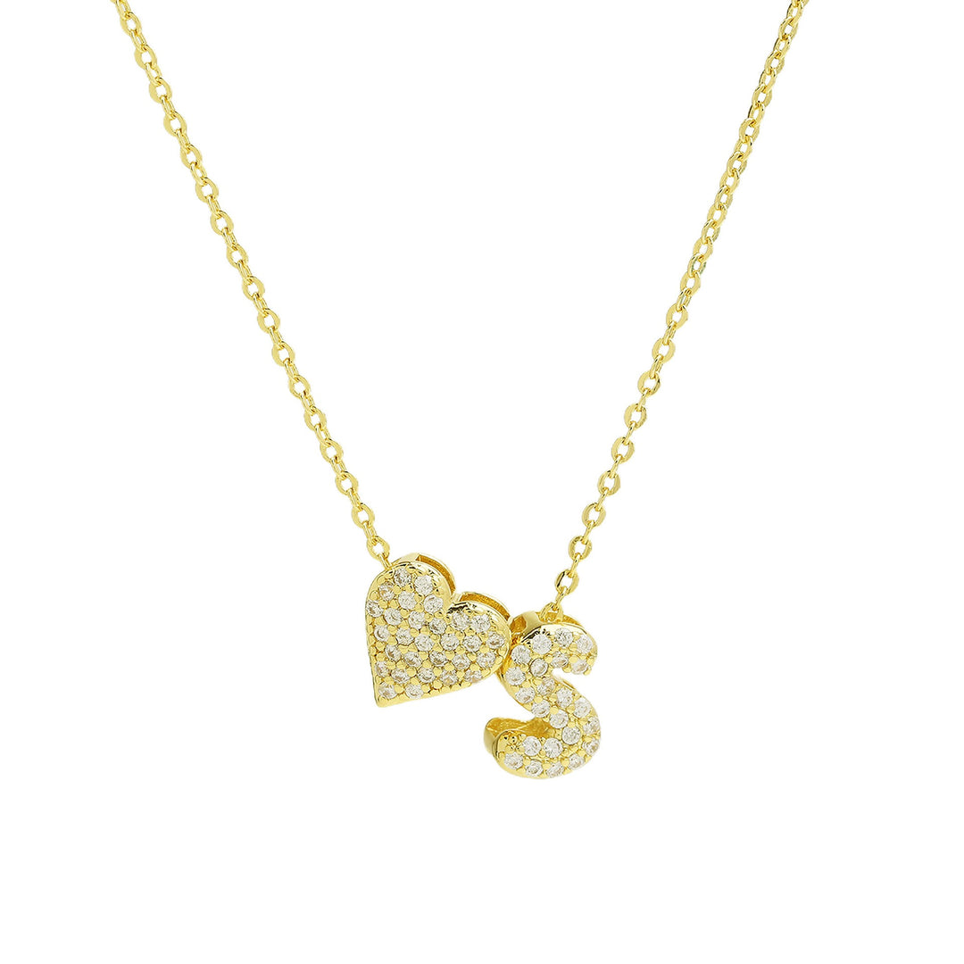 Starlight Heart 26-Letter Pavé Initial Heart Custom Necklace