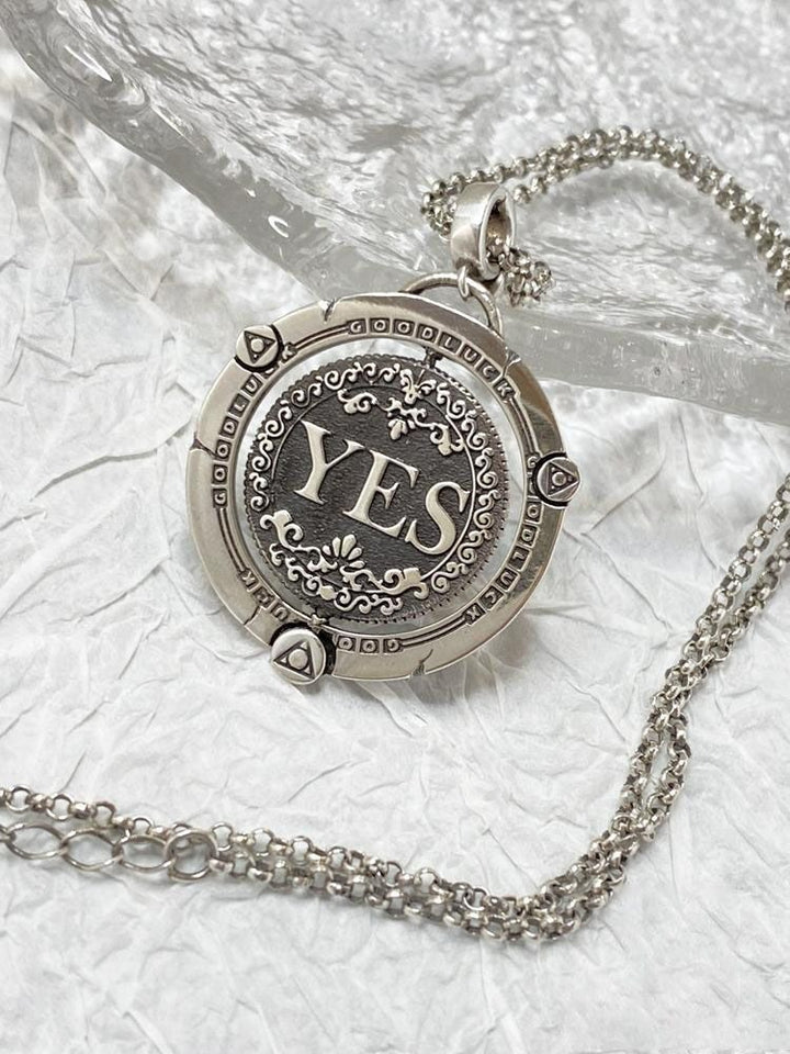 Unisex Retro Spinning Decision Coin Necklace