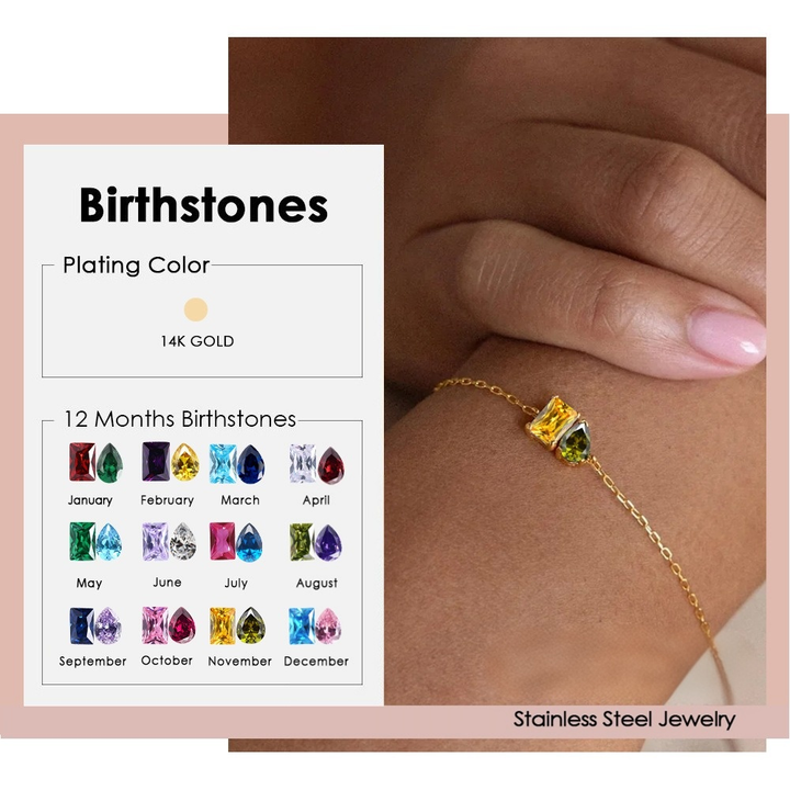 14K Gold Dual Birthstone Bracelet
