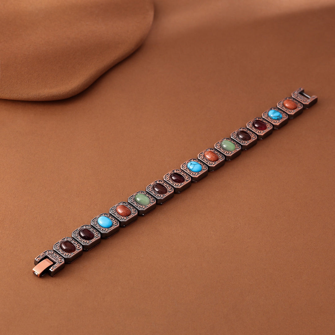 Vintage Copper Natural Stone Magnetic Therapy Bracelet