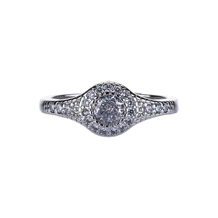 S925 Silver Platinum Plated Stellar Halo 3-Piece Moissanite Ring Set