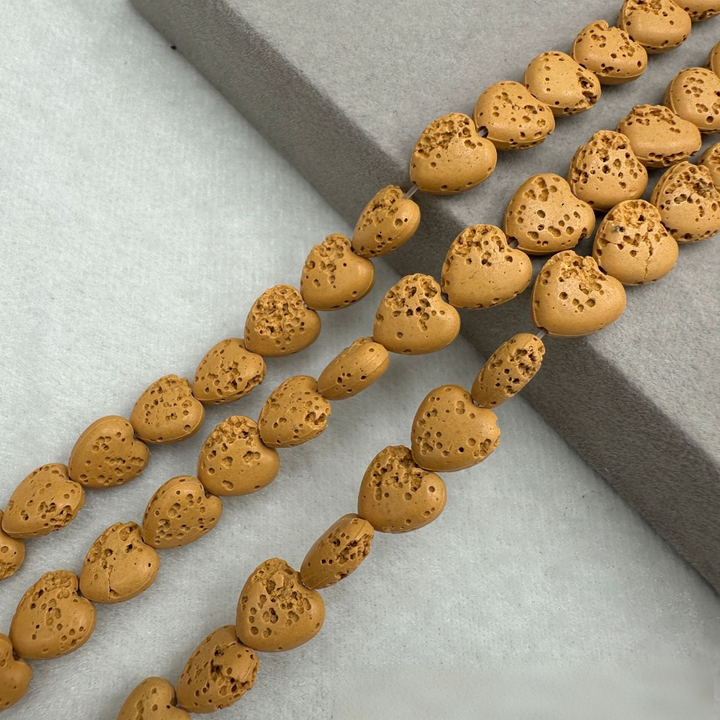 Heart-Shaped Natural Lava Stone Beads