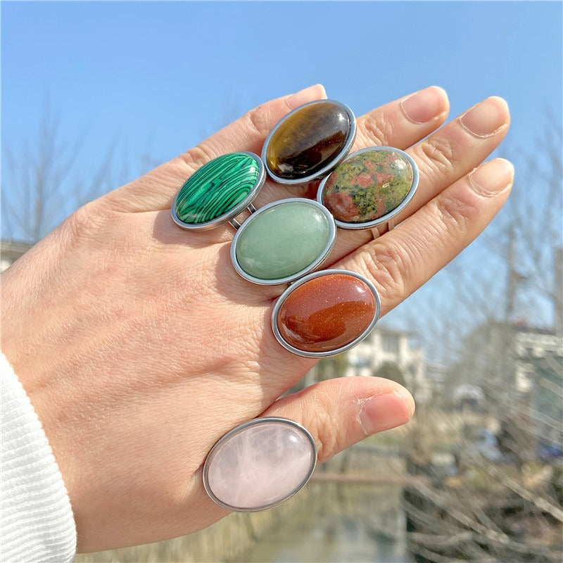 Vintage Natural Gemstone Open Ring