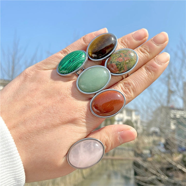 Vintage Natural Gemstone Open Ring