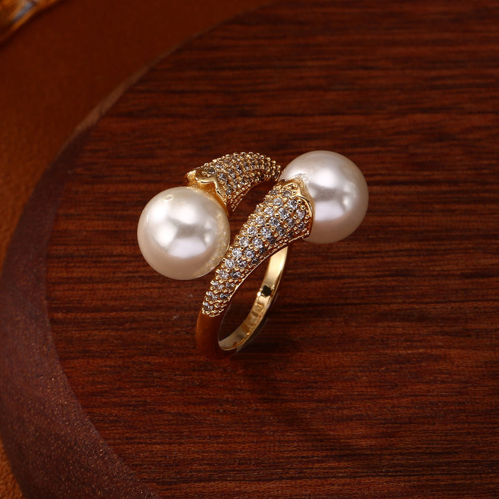 Double Pearl Open Ring