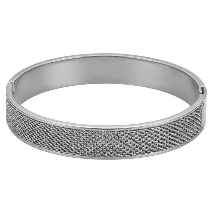 14K Gold Vintage Mesh & Twisted Bangle Classic Woven Texture Bracelet