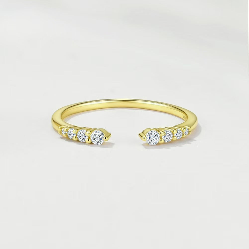 18K Gold Marquise Crown & Open Band Stackable Ring Set