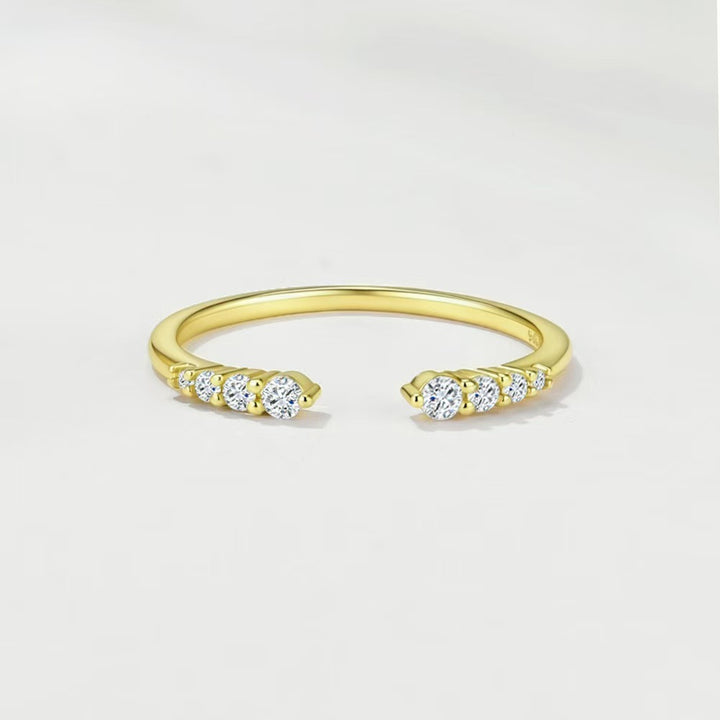 18K Gold Marquise Crown & Open Band Stackable Ring Set