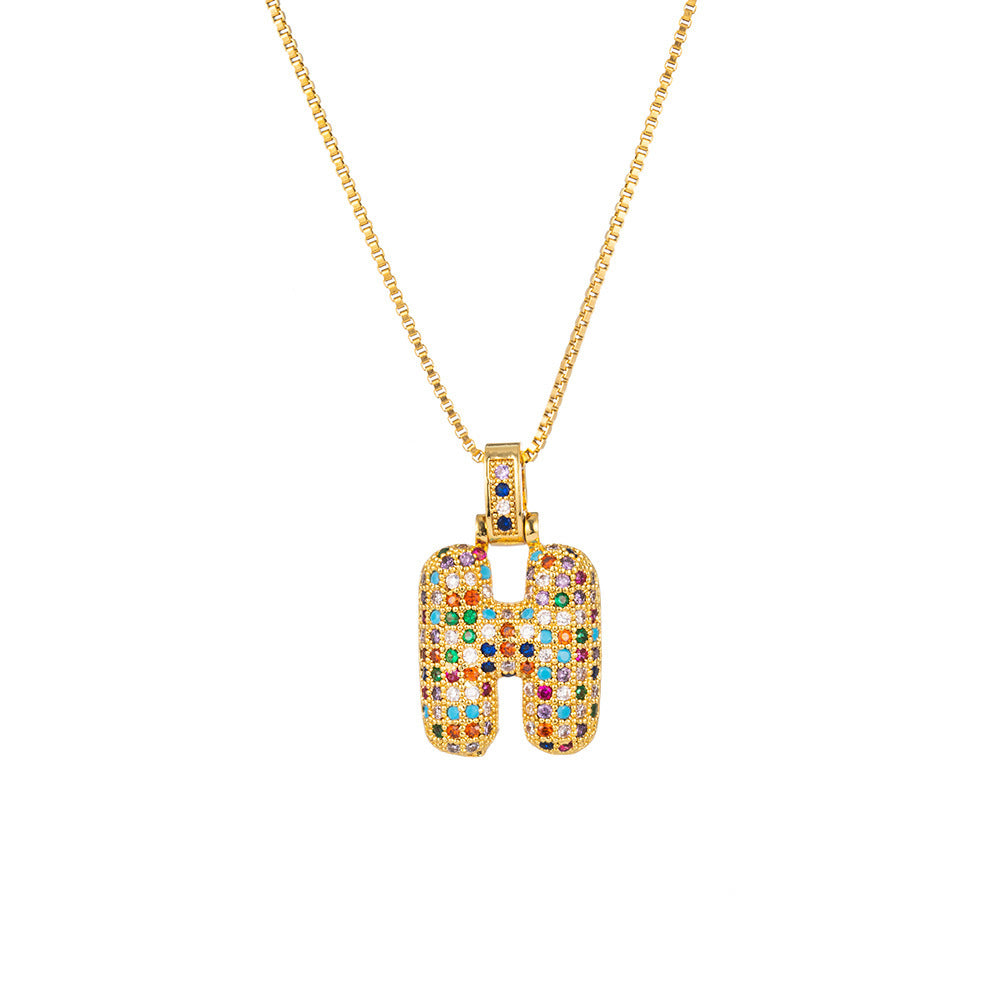 26 Letters Full-Diamond Colorful Necklace