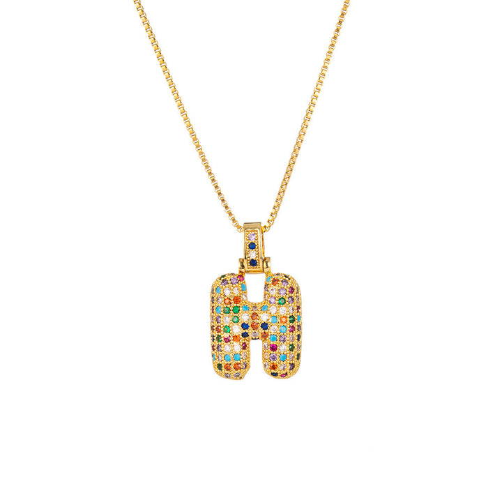 26 Letters Full-Diamond Colorful Necklace
