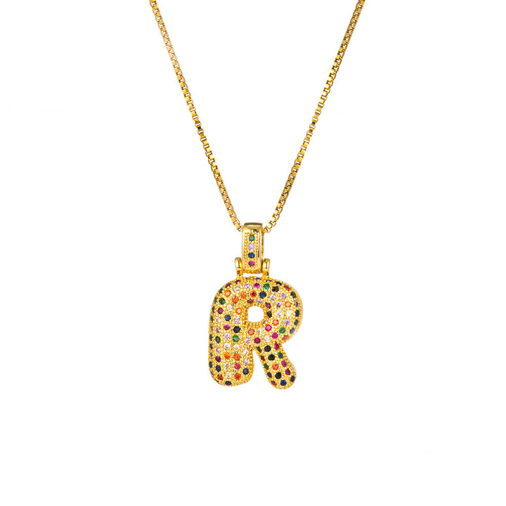 26 Letters Full-Diamond Colorful Necklace