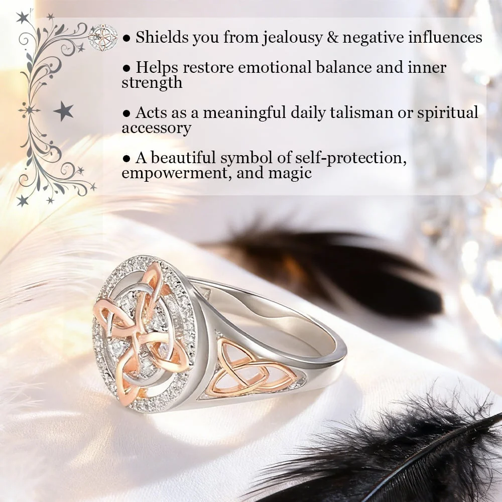 S925 Silver Two-Tone Celtic Witch Knot Ring